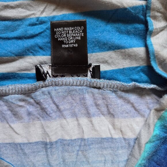 Wet Seal‎ Maxi Skirt Size Large Stretchy Blue Gray Stripes Beachy Resort Boho - Picture 5 of 6